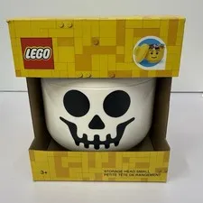LEGO SMALL White Skeleton Skull Storage Head Container, Halloween Decor, Nib