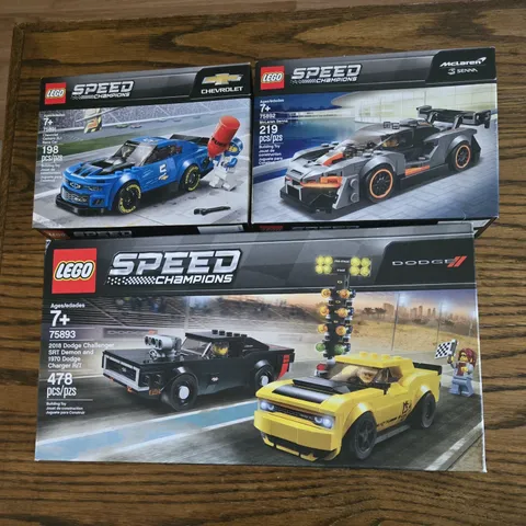 3 Lego Speed Champions Sets: 75891, 75892 & 75893 New in sealed boxes/Retired