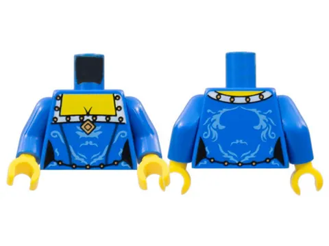 Torso Female Dress with Medium Blue Decorations and White Squared Col - New LEGO