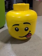 LEGO Large Yellow Storage Head Container Happy Face Toy Bin Bucket Genuine