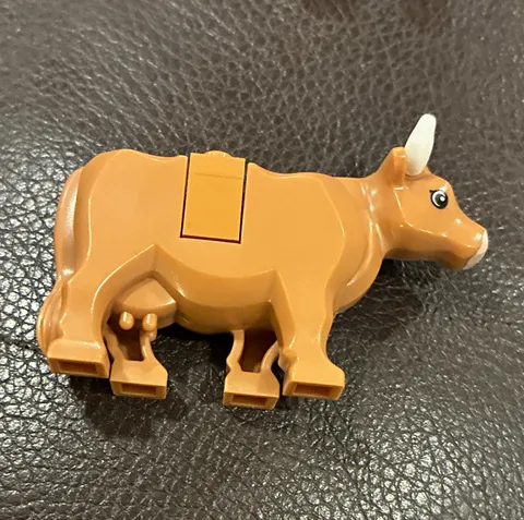 LEGO Brown & White Cow Animal Figure w/ White Horn 1 Piece Plastic