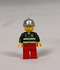 Vintage LEGO Fireman Minifigure Unisex OS Black Red CTY0115 City Firefighter
