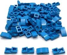 Lego 100 New Dark Azure Slopes Sloped Curved 2 x 1 x 2/3 Parts