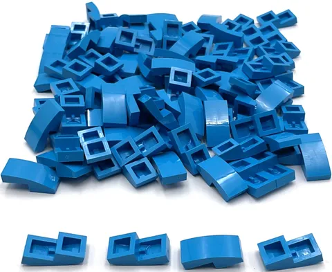 Lego 100 New Dark Azure Slopes Sloped Curved 2 x 1 x 2/3 Parts