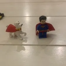 LEGO Superman Minifigure w/ Krypto Superdog Figure, Red Cape READ DESCRIPTION 