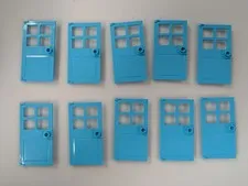 Lego 10x New Medium Azure Door 1 x 4 x 6 with 4 Panes and Stud Handle # 60623