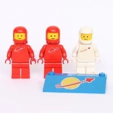 Set of 3x Vintage LEGO Space Astronauts in Red & White + Extra Piece