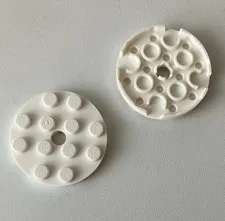 LEGO 2x NEW Pieces Plate 4x4 Round w/ Hole WHITE #60474