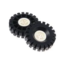 2x LEGO Technic Rad 17x43 Black Tire Wheel White Complete 3634 3482c03