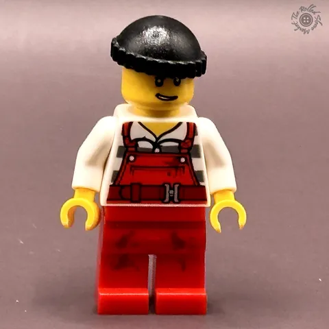 LEGO Minifigure CITY Male Bandit Red Overalls Black Cap CTY0709 - Set # 60140