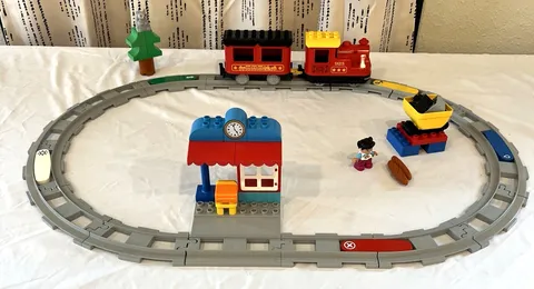 LEGO DUPLO 10874 Steam Train Set Tested Working Near Complete Missing Conductor
