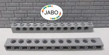 (J15/2/2) LEGO Technic 2 x 3895 Perforated Beam 1x12 New Light Grey