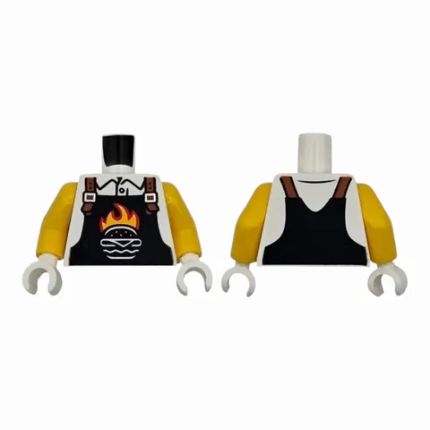 LEGO Minifigure Torso Black Overalls with Burger Outline