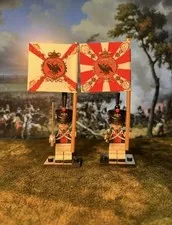 2x Minis Russian Napoleonic Guard Infantry Regiment 1812 +2 Flags LEGO Flagpoles