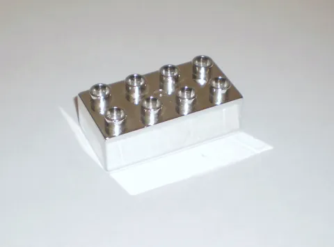 Rare Lego DUPLO Silver Chrome 2x4 Brick for 25th Anniversary Set 3029 or 3030