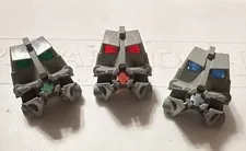 3 LEGO Bionicle Gray Head Connector Block & Eye/Brain Stalk (Orange•Green•Blue)