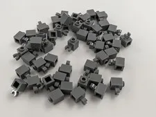 Lego 50x New Dark Bluish Gray Brick, Modified 1 x 1 with Open O Clip # 60475b
