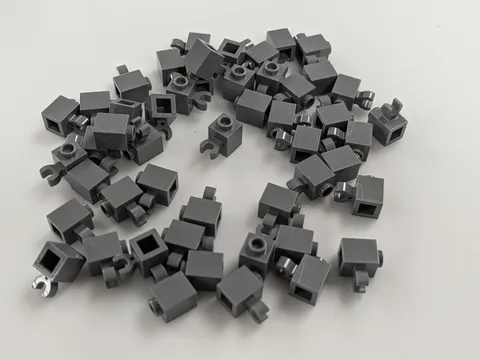 Lego 50x New Dark Bluish Gray Brick, Modified 1 x 1 with Open O Clip # 60475b