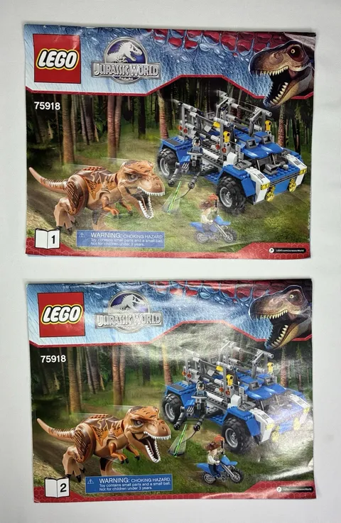 LEGO 75918 Jurassic World T. Rex Tracker - Instruction Manuals 1 & 2 ONLY