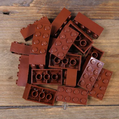 LEGO 3001 Reddish Brown Brick 2 x 4 Qty 20 Used Wash and Sanitized