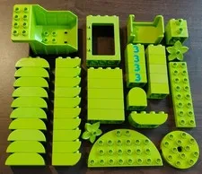 Lego DUPLO Lot of 46 Pieces - Lime Green Building Blocks Bricks Plates Slopes