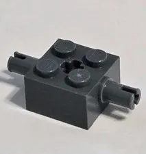 Lego 30000 Dark Bluish Gray Brick, Modified 2 x 2 with Pins and Axle Hole