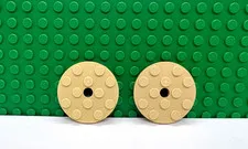 Lego 2 Tan 4x4 Round Plate NEW