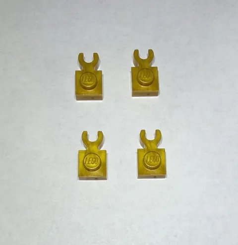 Lego Lot Of 4 Warm Gold 1x1 Plate With Holder Holders New City Horizontal Arm