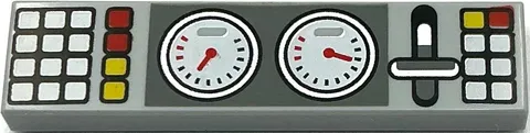 Lego New Light Bluish Gray Tile 1 x 4 w/ 2 Gauges Lever Red White Buttons Part