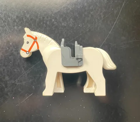 Lego Horse Saddle Black Eyes White Pupils Dark Orange Bridle Castle 4493c01pb04