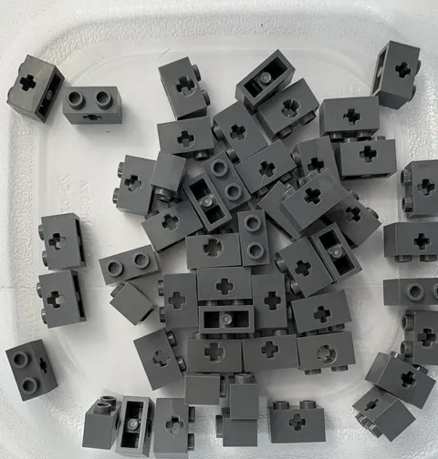 LEGO 50-piece Dark Bluish Gray Technic, Brick 1 x 2 w Axle Hole FREEE SHIPPING