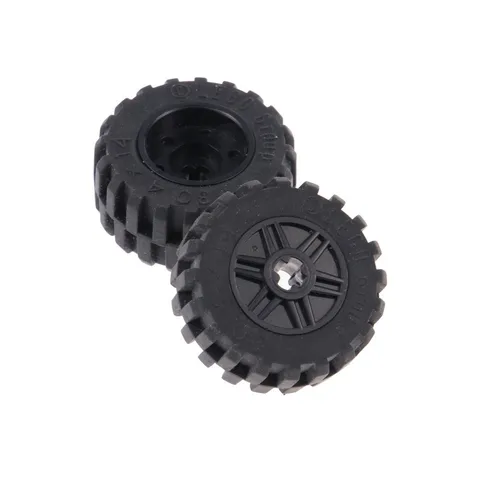 2x LEGO Wheel Rim 30.4x14 Black 18x14 Black Axle Hole 92402 55982c05