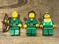 Vintage LEGO 2 Forestman & 1 Forestwoman Minifigures with Accessories Crossing