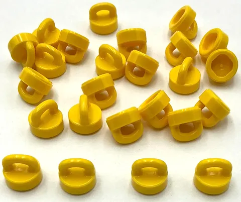 Lego 25 New Yellow Tiles Flat Smooth Round 1 x 1 with Loop Pieces