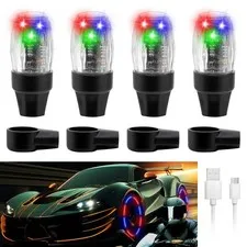 Yuerwover 4 Pcs Tire Valve Light Colorful Led Car Wheel Lights Waterproof Flash
