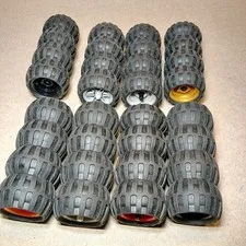LEGO Tires 43.2x26  Lot of 32 Wheels Balloon Tire 61481 Rims 56145 Orange Red