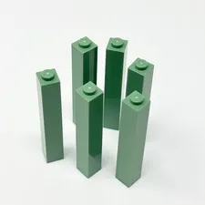 2453b LEGO Parts Brick 1x1x5 Solid Stud SAND GREEN (6)