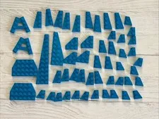 LEGO DARK AZURE BLUE LOT 54 PCS 4X6 4X2 3X2 2X2 WING WEDGE PLATE AZUR VARIETY