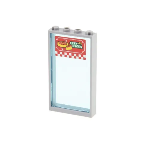 1x LEGO Window Frame 1x4x6 Gray Trans Blue Glass City Pizza 57895 60596