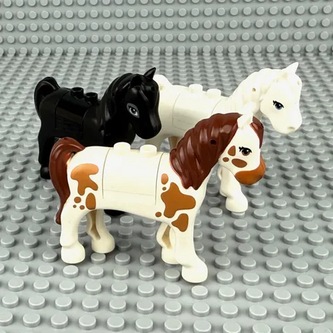 LEGO Lot of 3 Horse Minifigures Friends Style Black White and a Paint