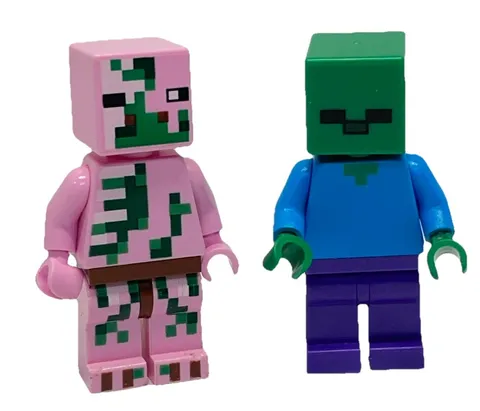 LEGO Minifigure Zombie Pigman Link Figure Zombie Green from Cave 21141 Mine Lot