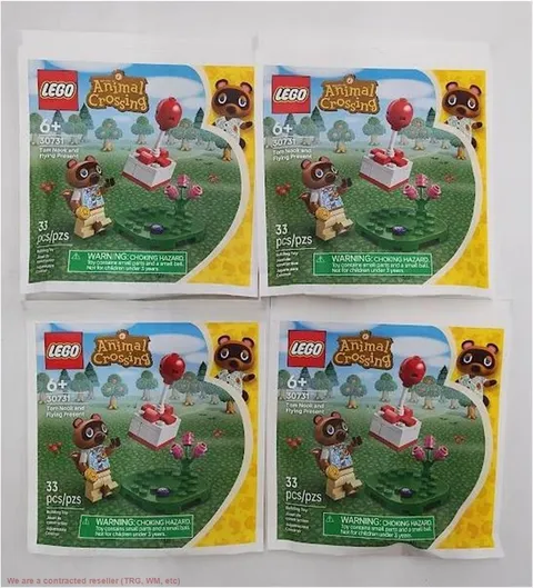 LOT OF 4 LEGO Animal Crossing Tom Nook and Flying Present 30731