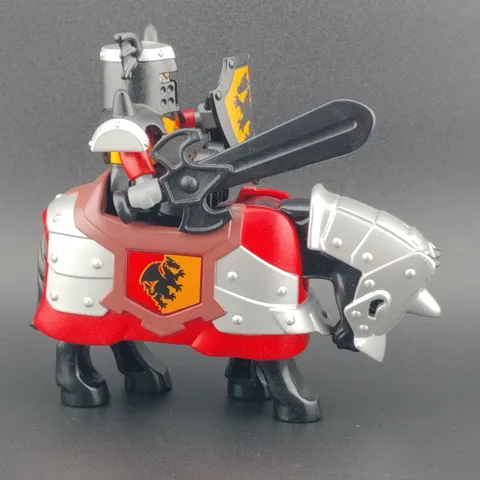 LEGO Duplo Knight 2004 Knight Horse Black with Red Armor