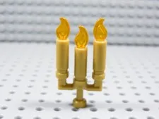 LEGO Pearl Gold Candelabra w/ Gold Candles & Flame Accessory Minifig BU