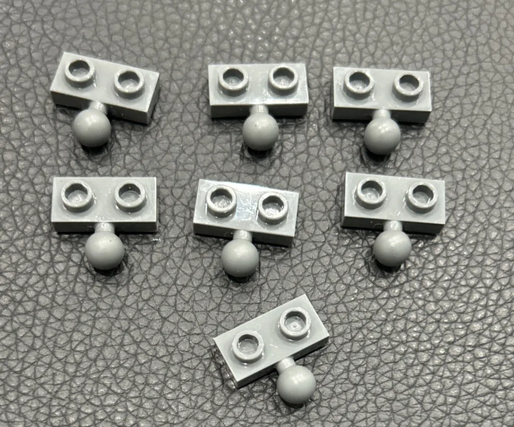 LEGO Lot of 7 Dark Bluish Gray 1x2 Plate with Middle Ball Joint 14417 Pieces