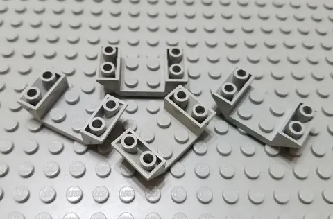LEGO Lot of 4 Light Gray 4x2 Double Inverted Cockpit Slopes