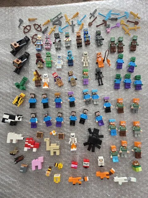 Huge Lot of 68 RARE LEGO Minecraft minifigures - Villagers, Mobs, Collectible