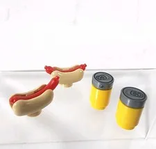 Lego New Minifigure Accessory Food Hotdog X2 Soda Can X2 #33078 #25386 