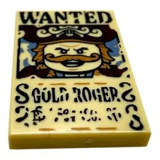 LEGO® One Piece Wanted Poster Gold Roger - Printed Tile 2x3 Tile Figure