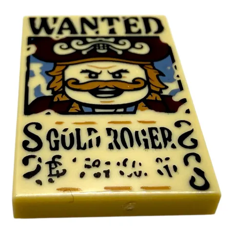 LEGO® One Piece Wanted Poster Gold Roger - Printed Tile 2x3 Tile Figure